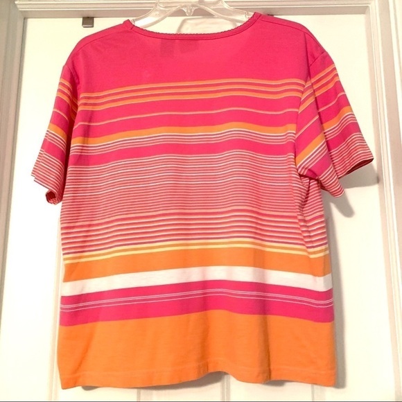 Vintage Erika Pink & Orange Striped Short Sleeve Shirt size XL - Picture 5 of 7